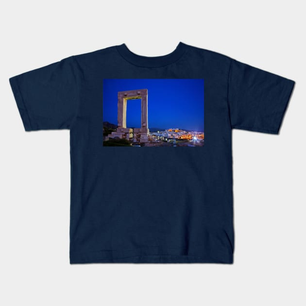 The Portara & the Chora - Naxos island Kids T-Shirt by Cretense72